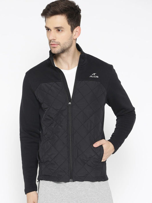 Alcis Men Black Solid Sweatshirt ECMJBMJK0032-XS