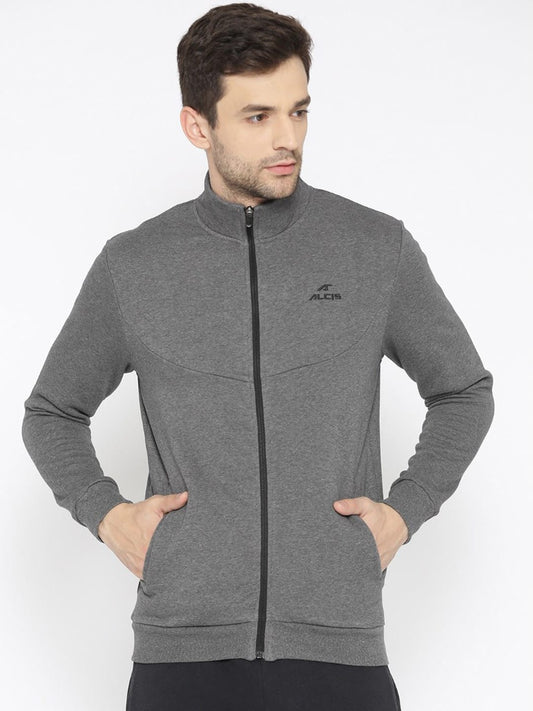 Alcis Men Charcoal Solid Jackets ECMJBMJK0042-XS