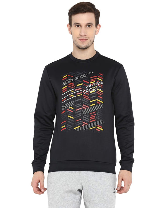 Alcis Men Printed Black Sweatshirts