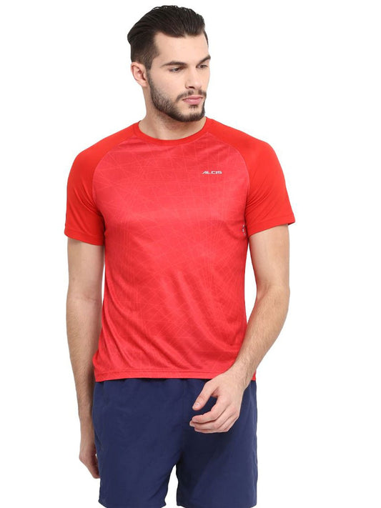 Alcis Men Solid Red Tshirts
