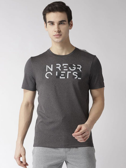 Alcis Men Grey Printed Round Neck T-shirt