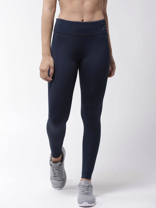 Alcis Women Navy Blue Solid Training Tights