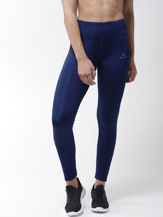 Alcis Women Blue  Black Solid Tights