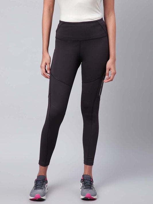 Alcis Women Black Rapid Dry Solid Cropped Training Tights