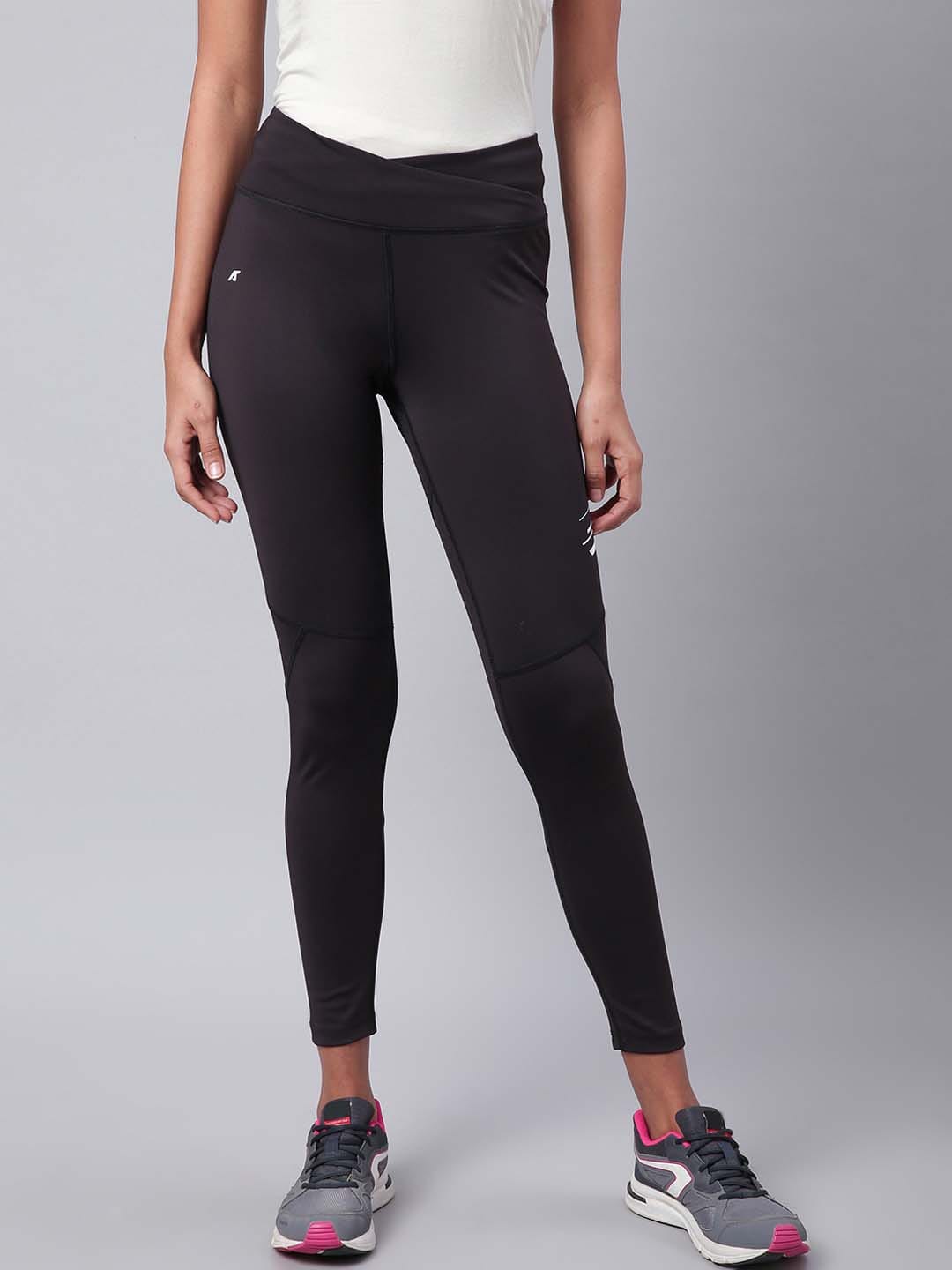 Alcis Women Black Rapid Dry Solid Cropped Training Tights