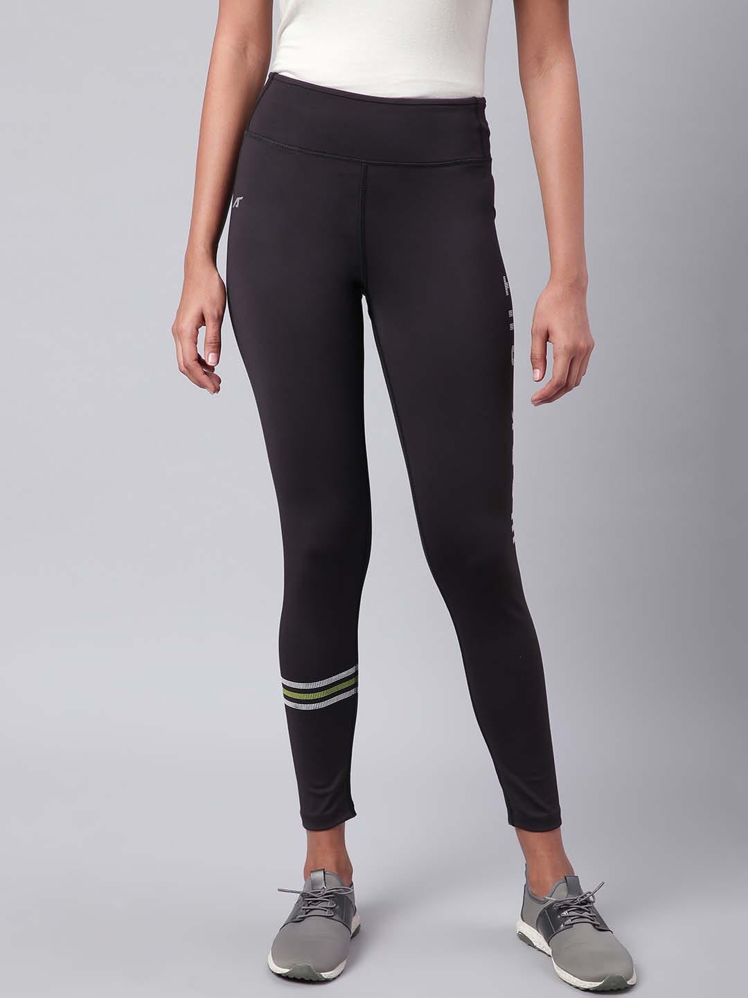 Alcis Women Black Rapid Dry Solid Cropped Training Tights