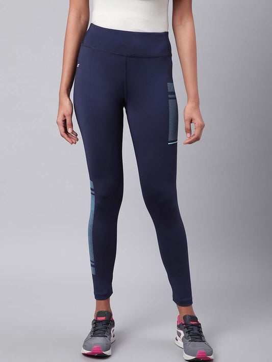 Alcis Women Navy Blue Rapid Dry Solid Cropped Training Tights