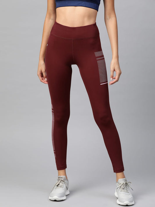 Alcis Women Maroon Solid Cropped Tights