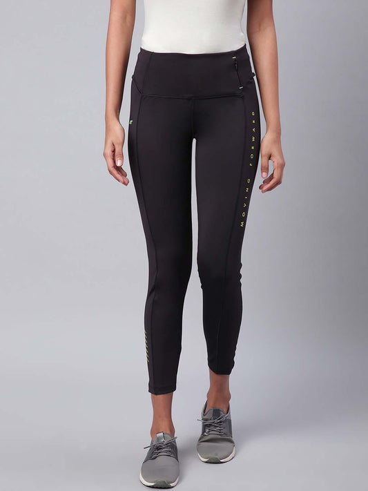 Alcis Women Black Solid Training Tights