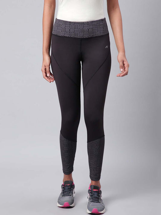 Alcis Women Black Solid Training Tights