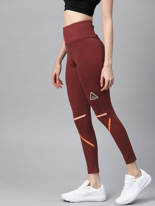 Alcis Women Burgundy Solid Cropped Tights