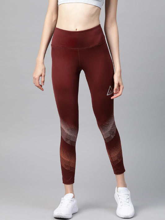 Alcis Women Maroon Printed Detail Cropped Tights