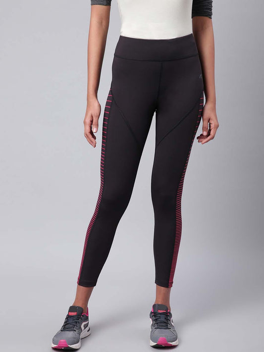 Alcis Women Black Rapid Dry Solid Cropped Training Tights