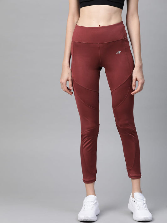 Alcis Women Burgundy Solid Cropped Tights
