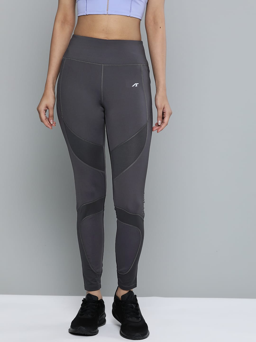 Alcis Women Grey Colourblocked Tights