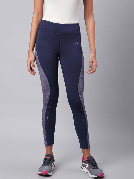 Alcis Women Navy  Grey Colourblocked Training Tights