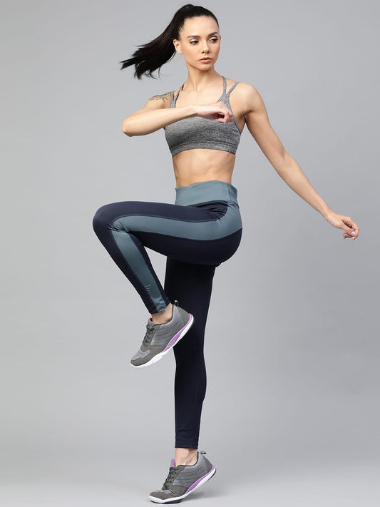 Alcis Women Navy Blue Solid Training Tights