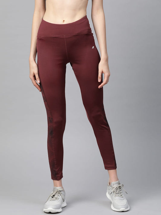 Alcis Women Maroon Solid Cropped Tights