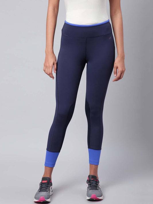 Alcis Women Navy Blue Secure Fit Solid Cropped Training Tights