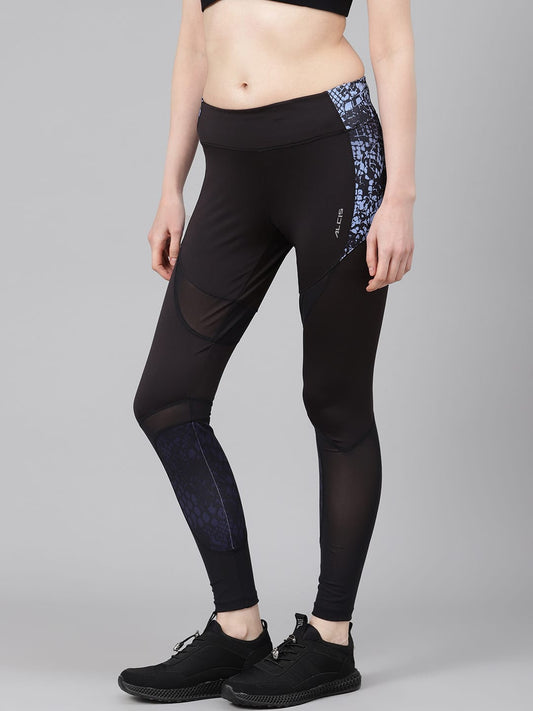 Alcis Women Black Printed Detail Training Tights