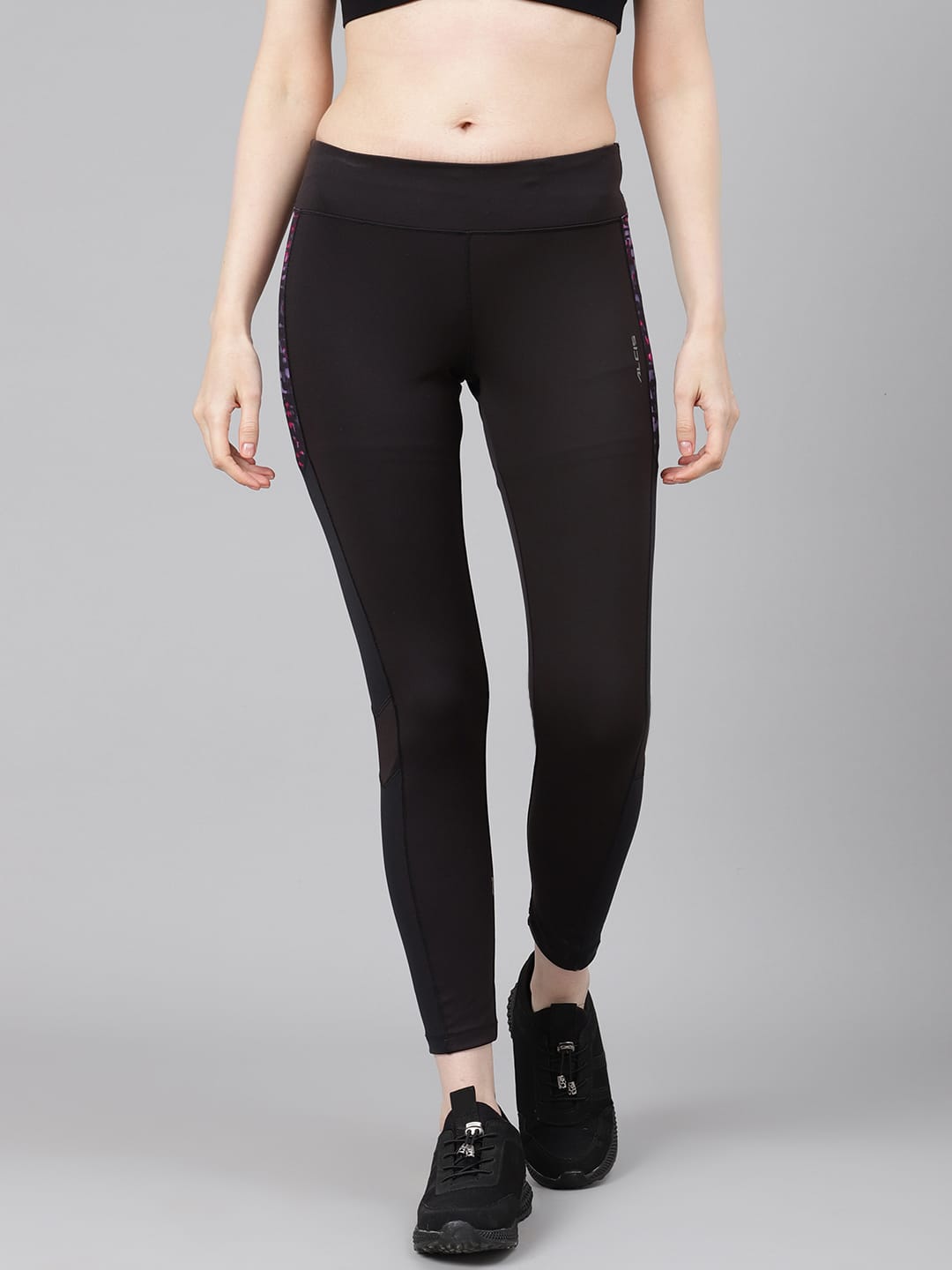 Alcis Women Black Solid Training Tights