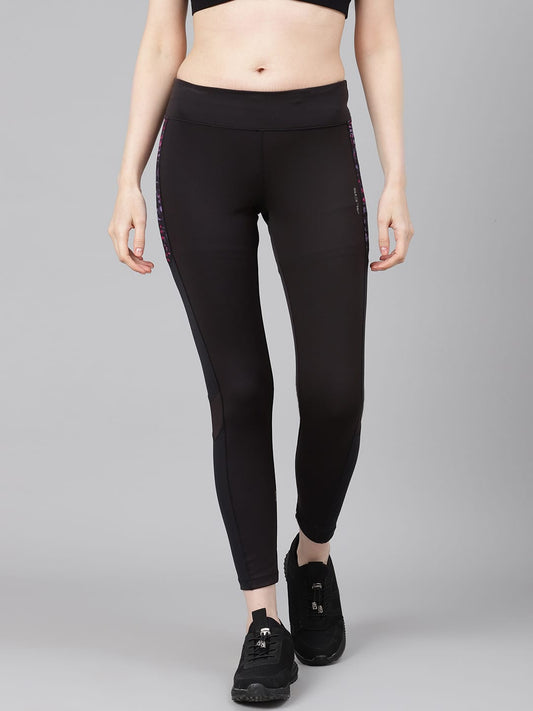 Alcis Women Black Solid Training Tights