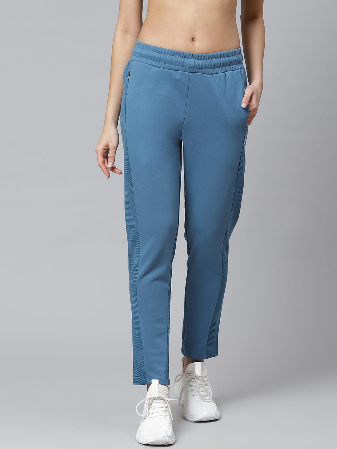 Alcis Women Blue Solid Slim Fit Track Pants