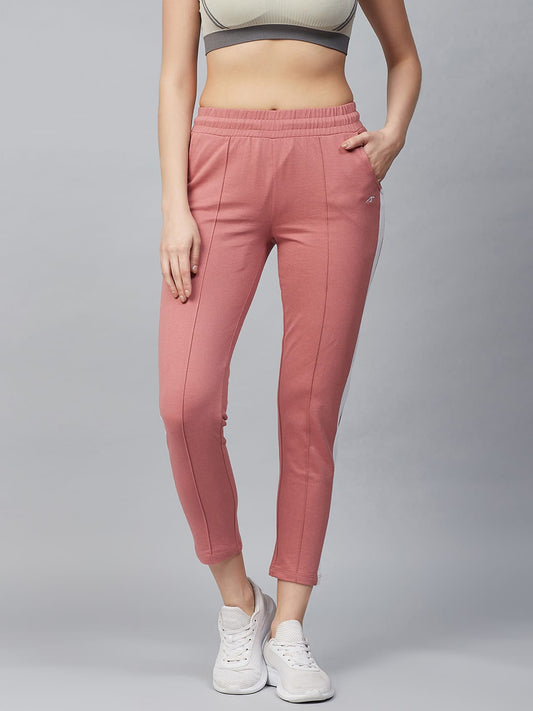 Alcis Women Peach-Coloured Solid Track Pants