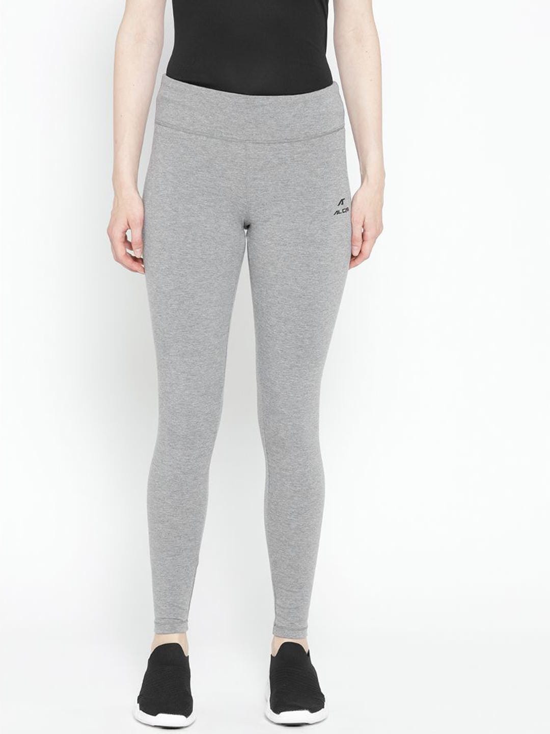 Alcis Women Grey Melange Solid Tights