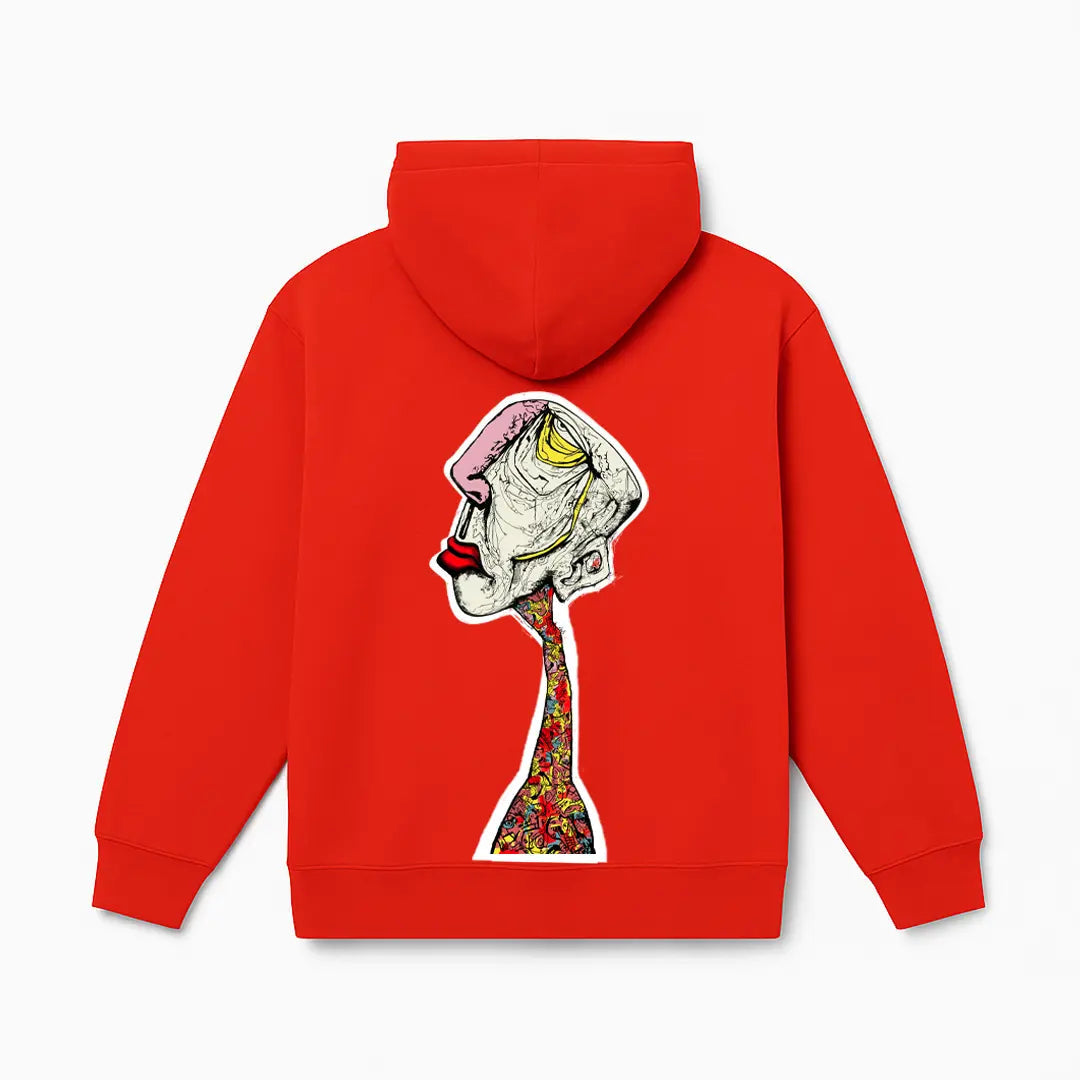Enigma Gaze Printed Red Hoodie FLYAF