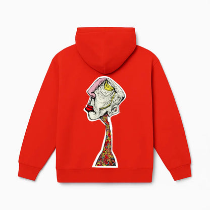 Enigma Gaze Printed Red Hoodie FLYAF