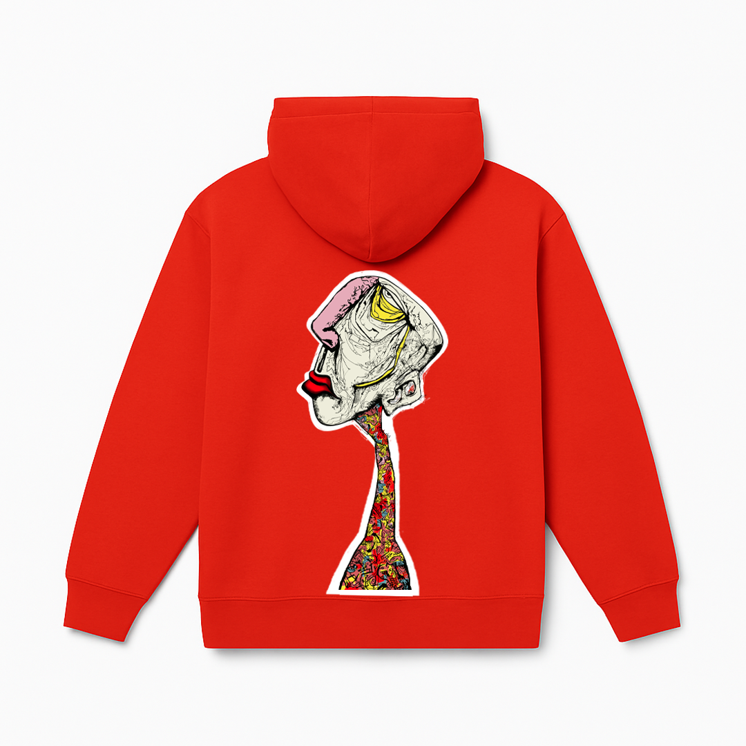Enigma Gaze Printed Red Hoodie