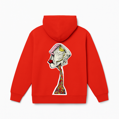 Enigma Gaze Printed Red Hoodie
