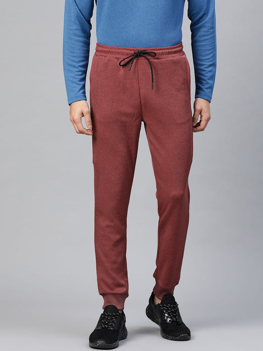 Alcis Men Rust Red Straight Fit Solid Outdoor Joggers