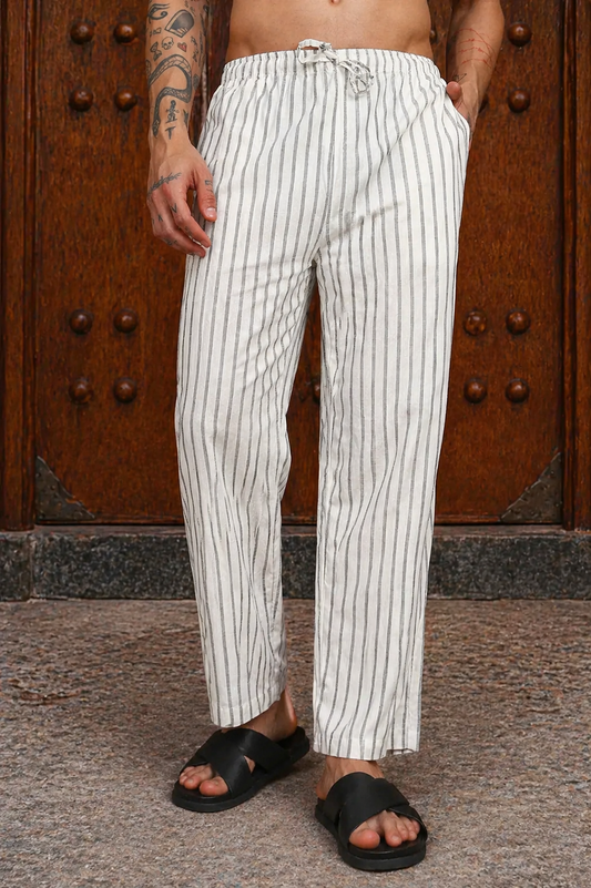 Fabmade Whiteline Stripe Linen Pyjama