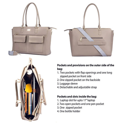 Stylish oversized tote bag with multiple pockets, ideal for carrying a fashionable laptop tote bag