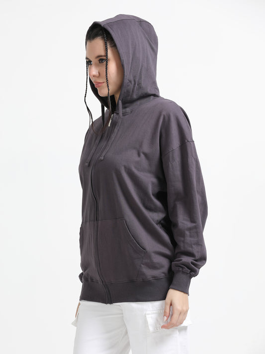 Women's Grey Graphic Print Oversized Sweatshirt