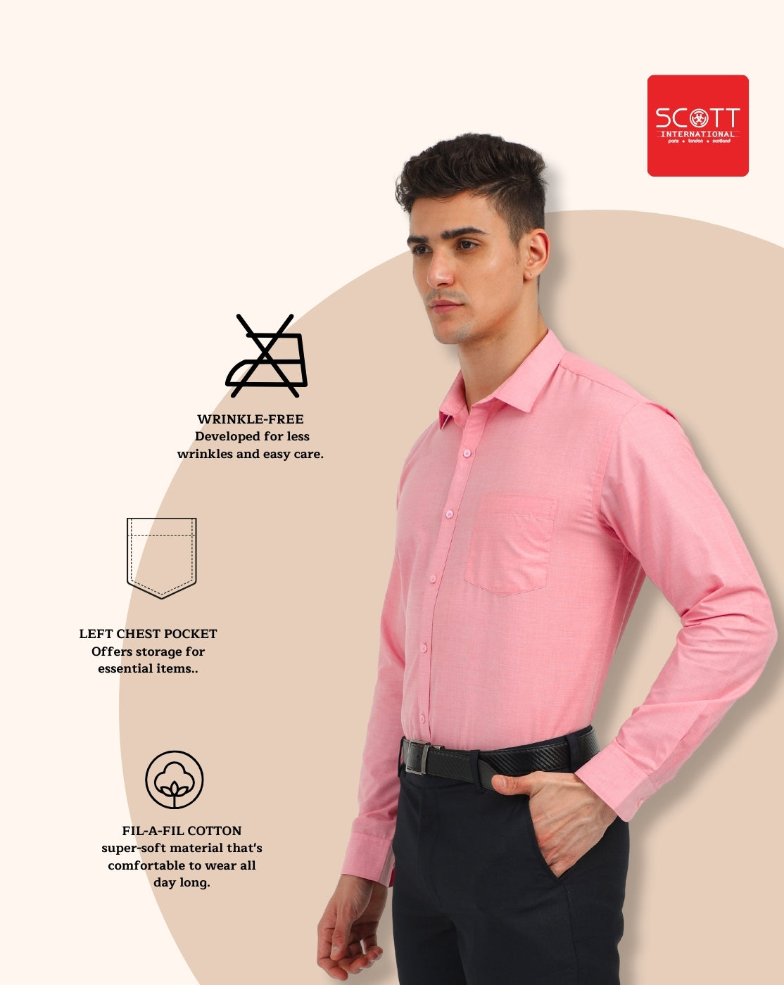 Solid Full Sleeves Wrinkle Free Mens Shirts