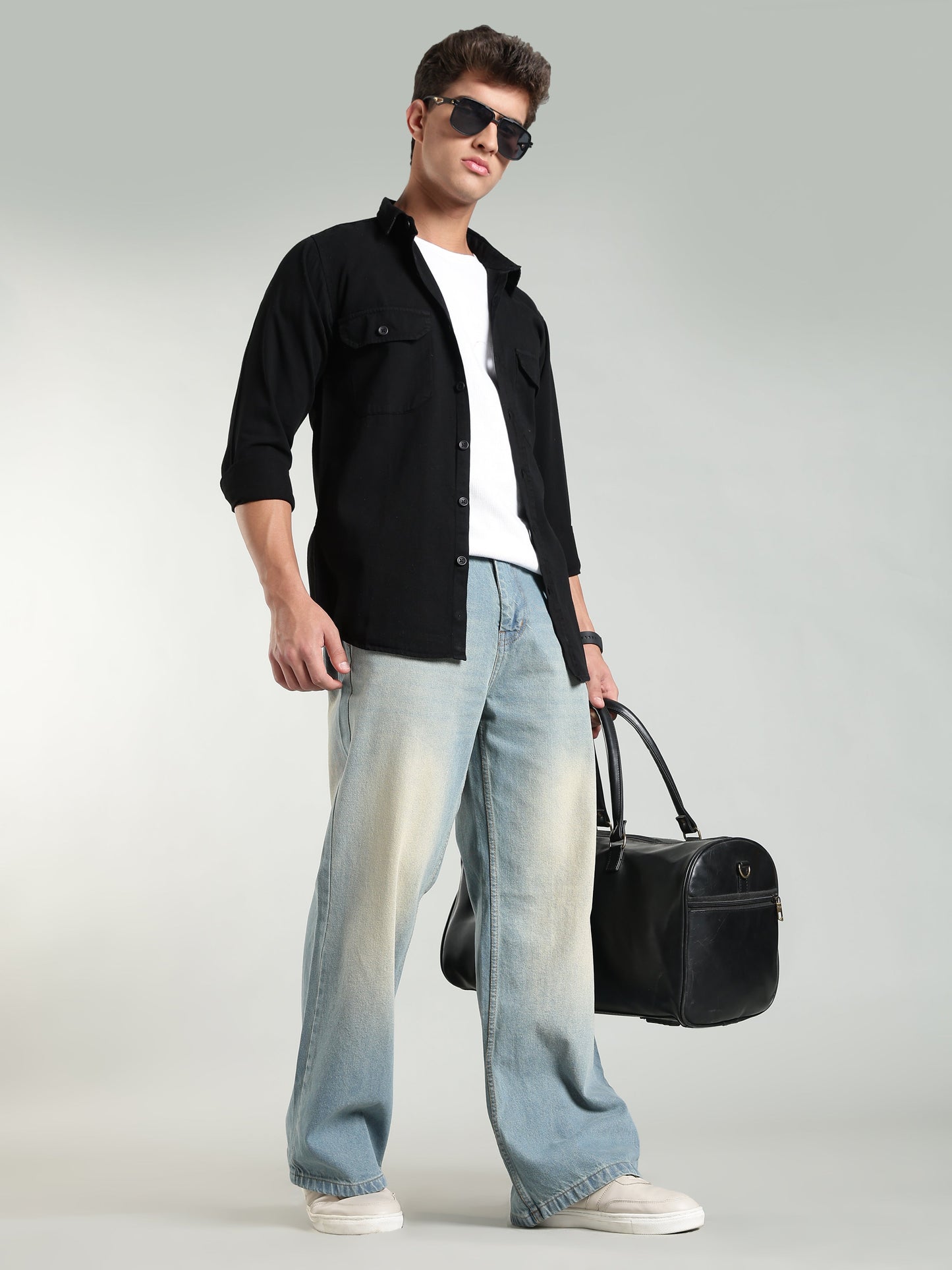 Black Cotton Shirt | Regular Fit
