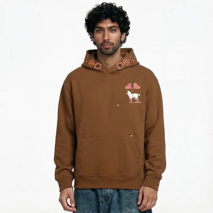 Mystic Grasp Regular Fit Printed Brown Hoodie FLYAF