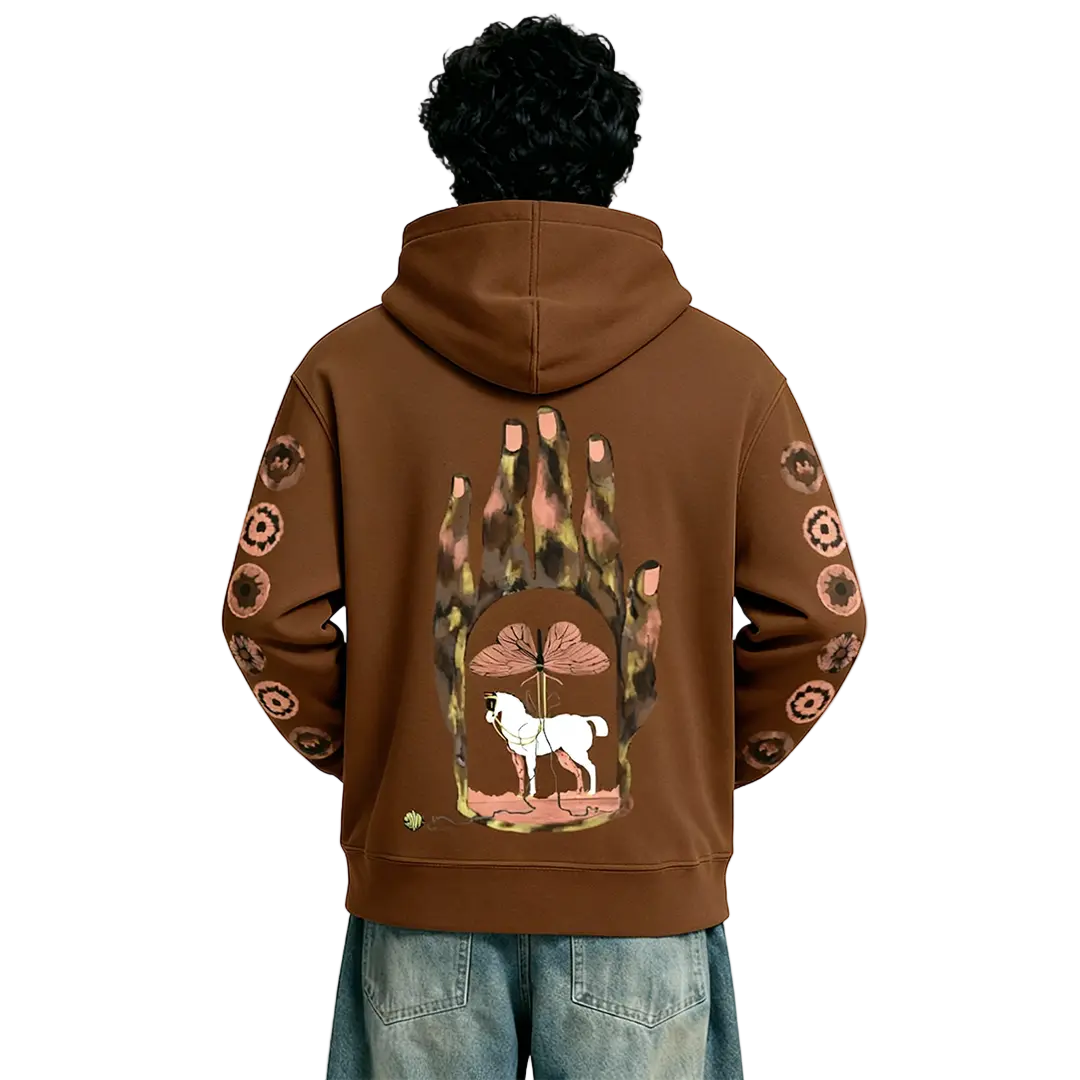 Mystic Grasp Regular Fit Printed Brown Hoodie FLYAF