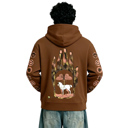 Mystic Grasp Regular Fit Printed Brown Hoodie FLYAF