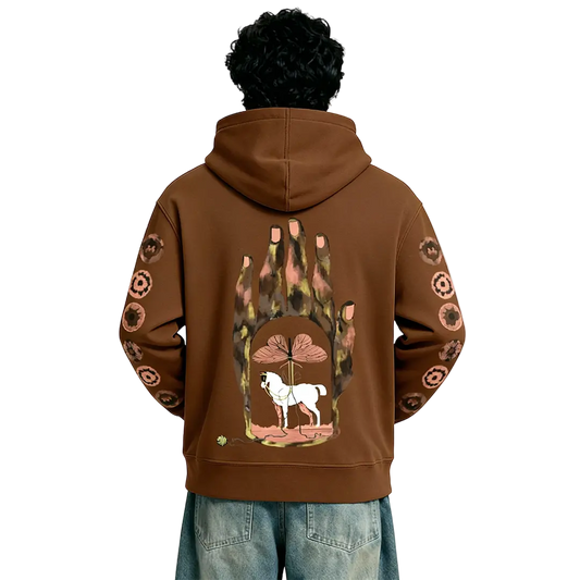 Mystic Grasp Regular Fit Printed Brown Hoodie FLYAF