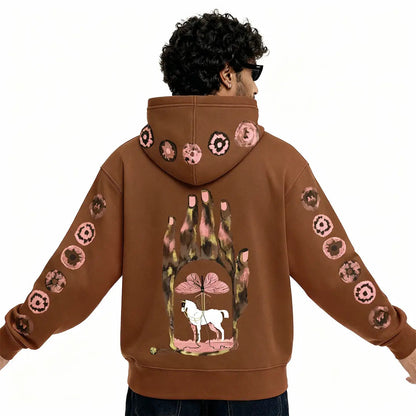 Mystic Grasp Regular Fit Printed Brown Hoodie FLYAF