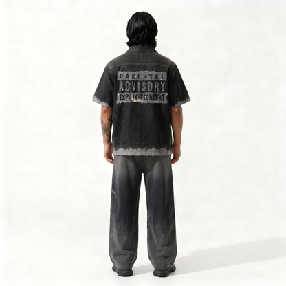 Black Advisory Denim Shirt — Stylera India