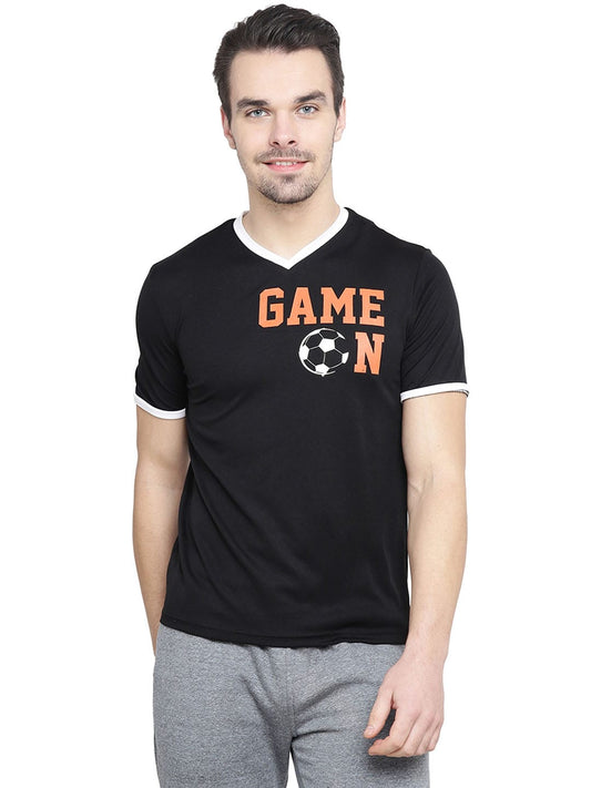 Alcis Men Printed Black Tshirts