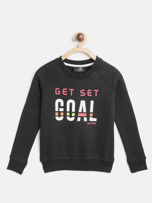 Alcis Girls Black  White Slogan Print Sporty Sweatshirt