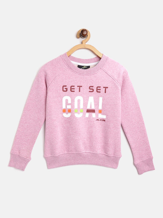 Alcis Girls Pink  White Slogan Print Sporty Sweatshirt