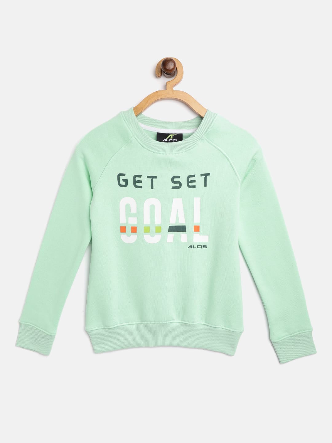 Alcis Girls Mint Green  White Slogan Print Sporty Sweatshirt