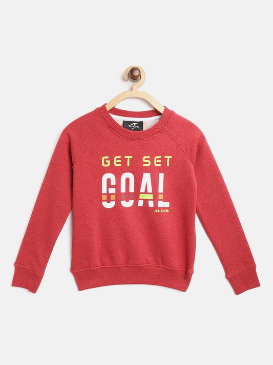 Alcis Girls Red  White Slogan Print Sporty Sweatshirt